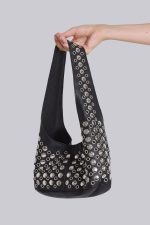 Osmium Studded Leather Bag in Black - Image 4
