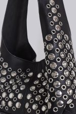 Osmium Studded Leather Bag in Black - Image 5