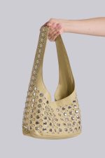 Osmium Studded Leather Bag in Cream - Image 4
