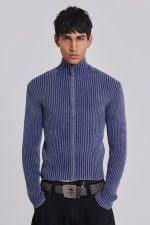 Blue Lucid Knit Track Top - Image 3