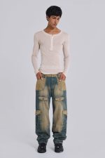 Oatmeal Haze Henley Top - Image 4