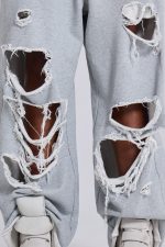 Distressed Grey Marl Baggy Monster Joggers - Image 6