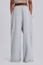 Distressed Grey Marl Baggy Monster Joggers - Image 3