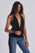Tatiana Backless Studded Top in Black - Image 5
