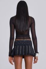 3’S A Crowd Diamante Mesh Top - Image 3