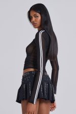 3’S A Crowd Diamante Mesh Top - Image 14