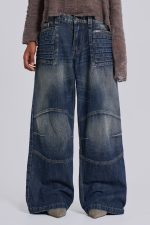 Mid Blue Crash Biker Colossus Jeans - Image 5