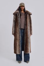 Agyness Brown Faux Fur Coat - Image 8