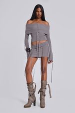 Vargo Knit Lace Up Mini Skirt - Image 9