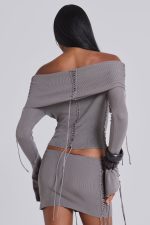 Vargo Knit Lace Up Mini Skirt - Image 3