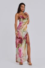 Dahlia Hand-Beaded Backless Chiffon Maxi Dress in Rosa - Image 9