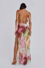 Dahlia Hand-Beaded Backless Chiffon Maxi Dress in Rosa - Image 8