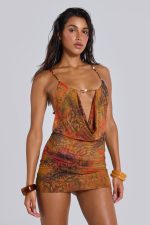 Hina Backless Mini Dress With Beaded Trims - Image 6