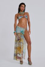 Daria Mesh Maxi Sarong Skirt With Beaded Trim - Image 3