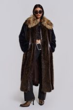 Agatha Brown Faux Fur Coat - Image 5