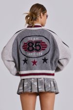 Grey Team 85 Knitted Bomber Jacket - Image 7