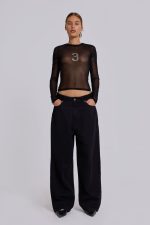 3’S A Crowd Diamante Mesh Top - Image 5