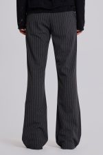 Grey Pinstripe Stacked Bootcut Suit Pants - Image 4