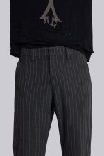Grey Pinstripe Stacked Bootcut Suit Pants - Image 6