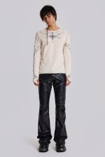 Ines Waffle White Long Sleeve Top - Image 7