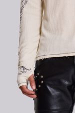 Ines Waffle White Long Sleeve Top - Image 4