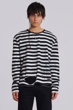 Dirty Striped Oversized Long Sleeve Tee - Image 2