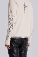 Ines Waffle White Long Sleeve Top - Image 6