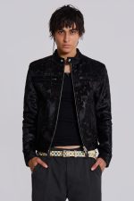 Black Real Leather Piston Jacket - Image 2
