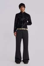 Black Real Leather Piston Jacket - Image 9