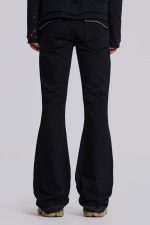 Jet Black Studded Drift Flared Jeans - Image 4