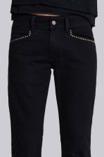 Jet Black Studded Drift Flared Jeans - Image 6