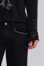 Jet Black Studded Drift Flared Jeans - Image 7