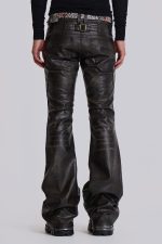 Washed Black PU Drift Flared Jeans - Image 5