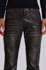 Washed Black PU Drift Flared Jeans - Image 6
