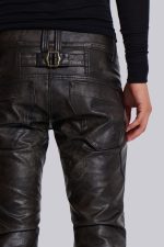 Washed Black PU Drift Flared Jeans - Image 7