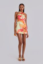 Lucia Backless Mini Dress With Flower Detail - Image 3