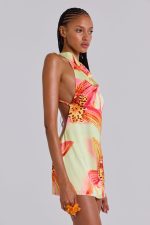 Lucia Backless Mini Dress With Flower Detail - Image 2