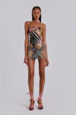 Lucid Burnout Denim Floral Micro Mini Skirt - Image 5