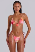 Cantha Micro Triangle Bikini Top With Shell Trim in Sunset - Image 2