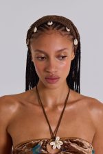 Eliana Crochet Knit Bandana with Shell Trim - Image 3