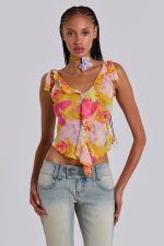 Sefina Vintage Mesh Ruffle Top - Image 2