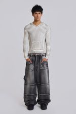 White Scrape Knit Hoodie - Image 6