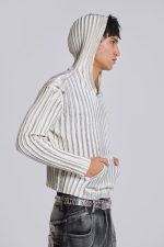 White Scrape Knit Hoodie - Image 3