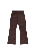 Brown Pinstripe Stacked Bootcut Suit Pants - Image 8