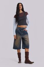 Lexie Triple Layer Long Sleeve Top in Grey - Image 4