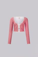 Freda Gingham Swim Cardigan Top - Image 4