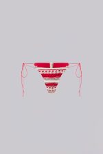 Cata Red Stripe Micro Ruffle Knit Bikini Bottoms - Image 4