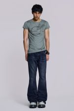 Indigo Creased Drift Flared Jeans - Image 7