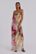 Dahlia Hand-Beaded Backless Chiffon Maxi Dress in Rosa - Image 4