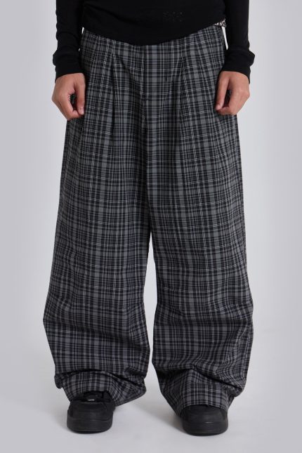 Black Check Goliath Suit Trousers